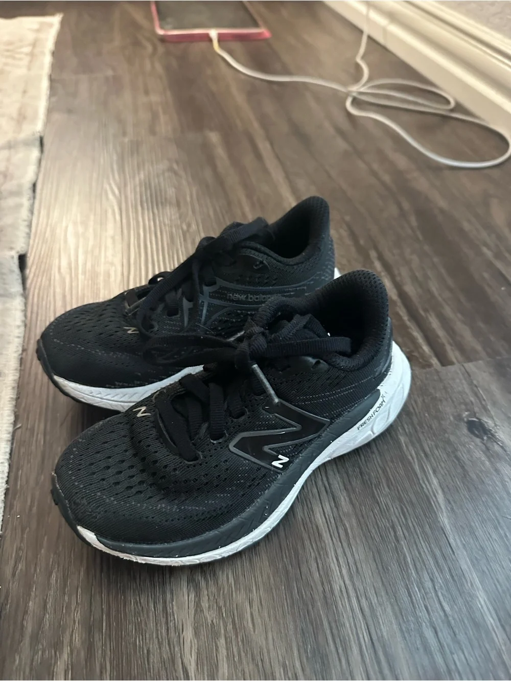 New Balance Kids Black and White Athletic Sneakers